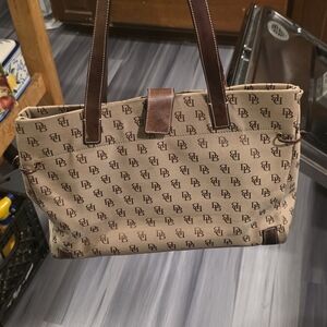 Dooney & Bourke Tan and Brown Monogram Tote